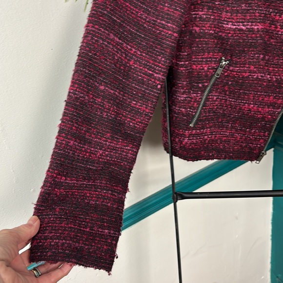 Dana Buchman Burgandy Red/Black Zip Up Long Sleeve Blazer - Picture 3 of 7